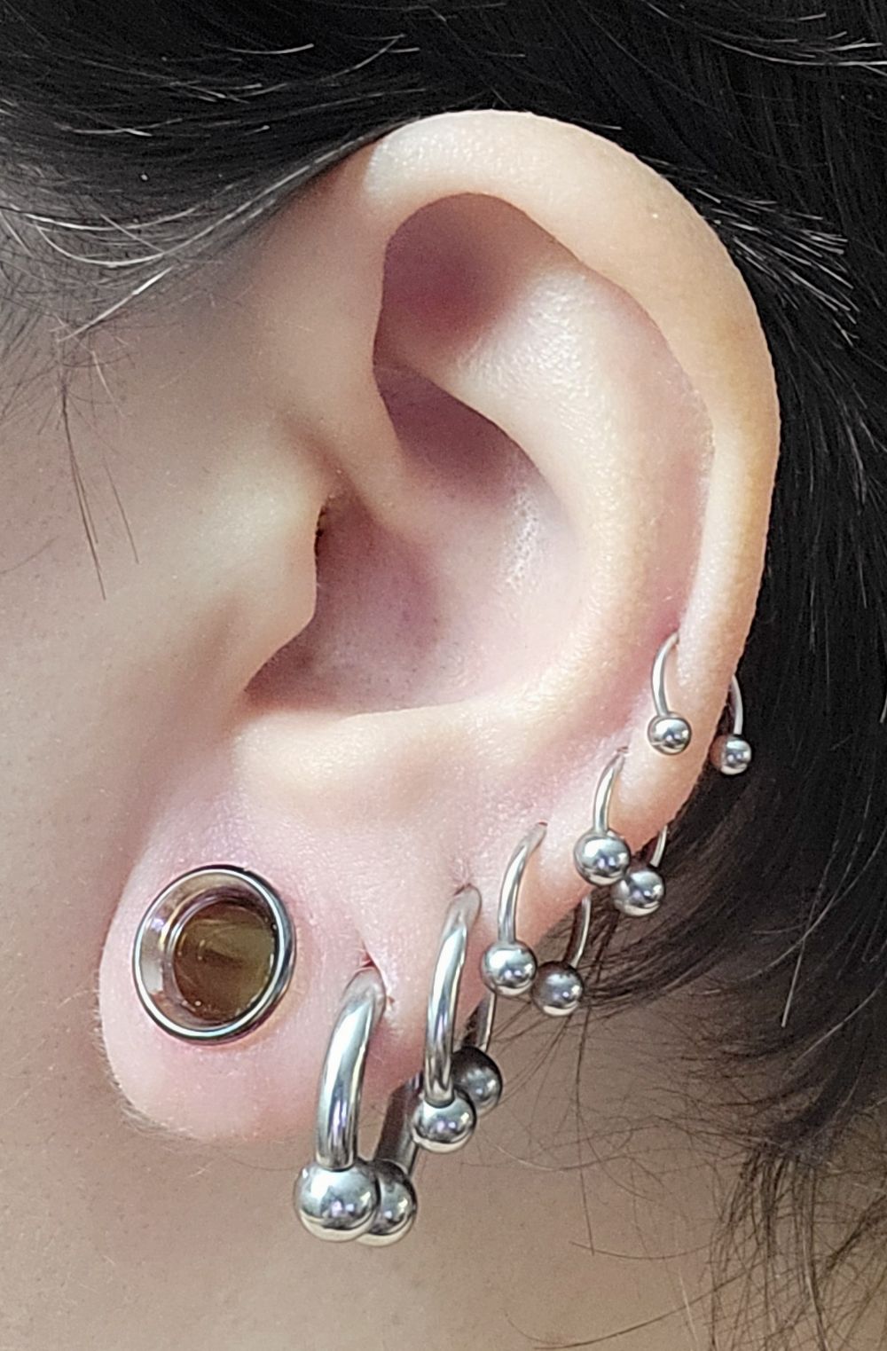 Pvd Plated Oilslick Glass Eyelets For Stretched Lobes