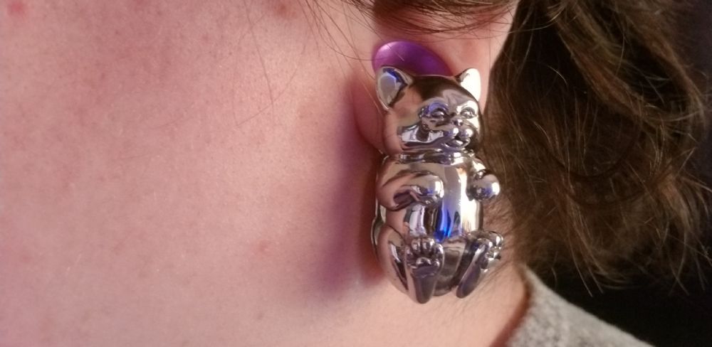 Sitting Cat Brass Ear Weights