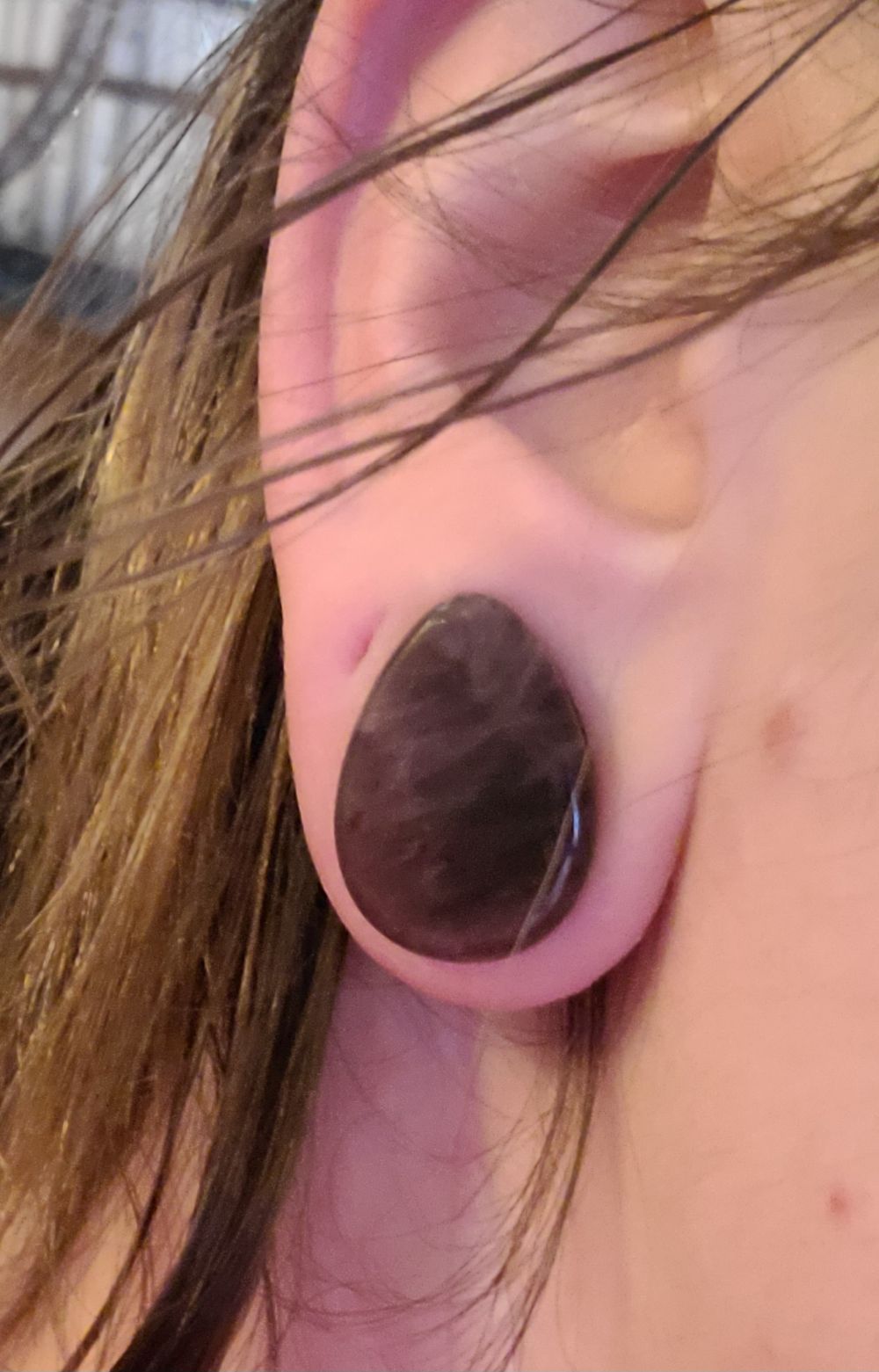 PAIR Midnight Moonstone Iridescent Glass Double Flare Plugs Gauges Body Jewelry - Foto 5