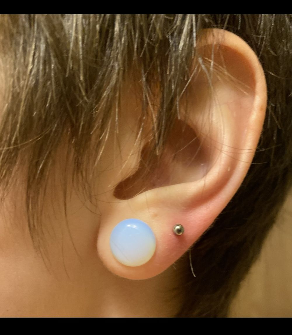 Pair Of Opalite Moonstone Plugs Gauges Ear Lobe - 3mm 4mm 5mm To 25mm