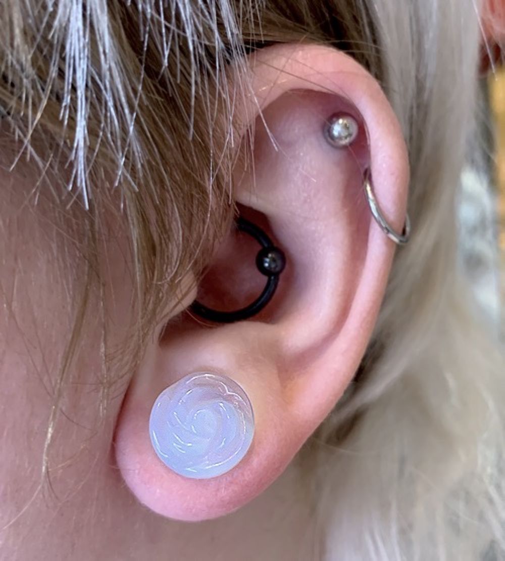 Single Flare Glass Rose Plugs