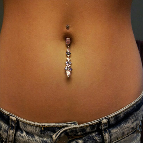 Multi-Colored Gem Drop Dangle Navel