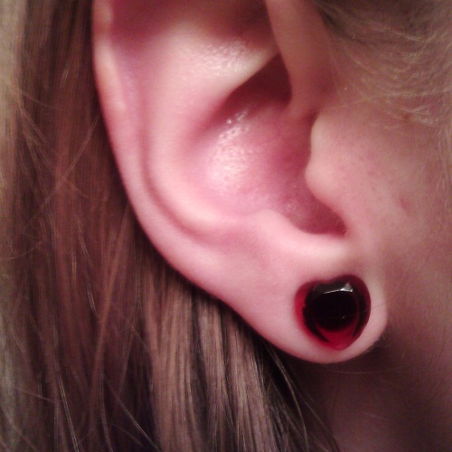 Faceted Stone and Glass Heart Plugs