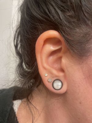Walnut Double Flare Plugs with Mother of Pearl Inlays Customer Photo