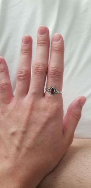 Silver and Garnet Teardrop Ring Customer Photo