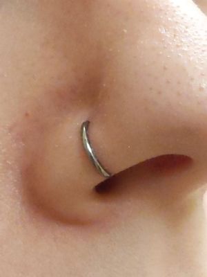 Titanium D Shape Nose Ring Customer Photo