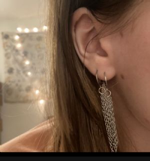 Steel Chained Double Huggie Earring Customer Photo