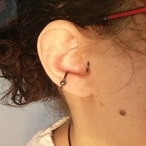Black Niobium Captive with Hematite Ball Customer Photo