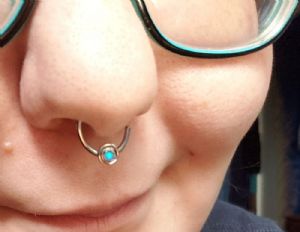 Synthetic Opal Spiral Seamless Ring Customer Photo