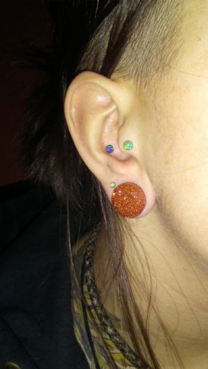 Faceted Stone and Glass Plug Customer Photo