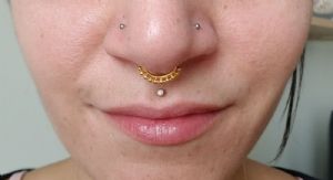 Titanium and Synthetic White Opal Labret Customer Photo