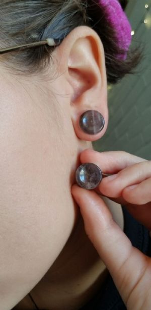 Concave Stone and Glass Plug Customer Photo