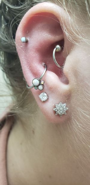 Titanium Bezel Set Cluster Captive Bead Customer Photo