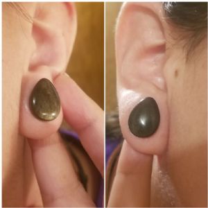 Golden Obsidian Teardrop Plugs Customer Photo