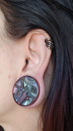 Bloodwood Plugs with Abalone Inlays Customer Photo