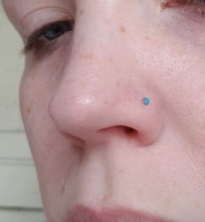 Synthetic Sparkle Opal Nosebone Customer Photo