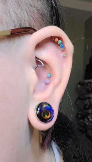 Iridescent Peacock Feather Plugs Customer Photo