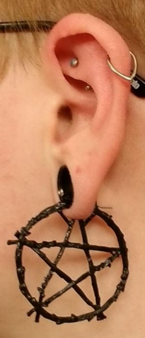 Black Pentagram Earrings Customer Photo