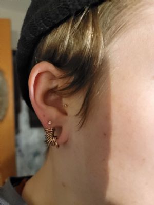 14K Gold Round Diamond Cut Disc Threadless End Customer Photo
