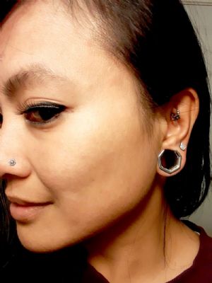 Steel Gemmed Flora Stud Earrings Customer Photo