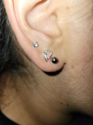 Titanium Ball Front Earrings Customer Photo