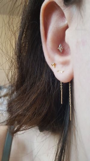 Solid 14k Gold Ethereal Threadless End with Mercury Mist Gem Customer Photo