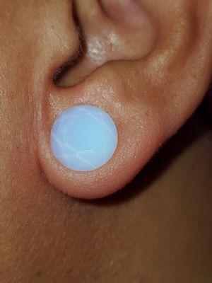 Single Flare Faceted Stone and Glass Plug Customer Photo