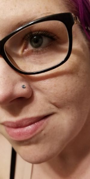 CUSTOM ORDER Titanium Threadless Bezel-Set Cabochon End Customer Photo