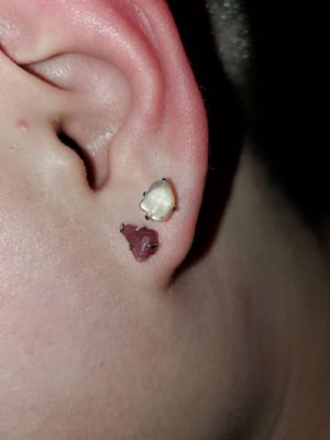 Natural Prong Set Stone Chip Stud Earrings Customer Photo