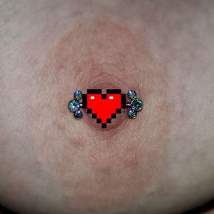 Titanium Cluster Nipple Barbells Customer Photo