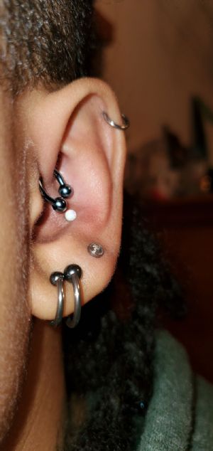 Steel Captive Bead Ring with Hematite Bead Customer Photo