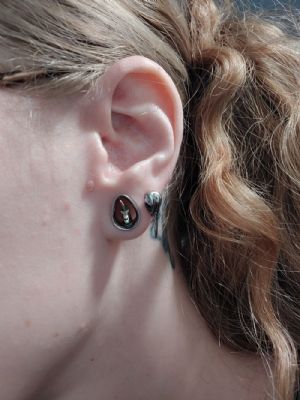 Steel Bird Skull Stud Earrings Customer Photo