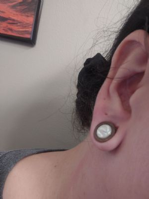 Walnut Double Flare Plugs with Mother of Pearl Inlays Customer Photo