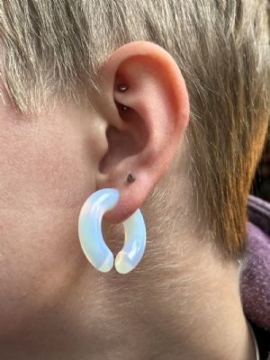 Stone and Glass Hoops Customer Photo