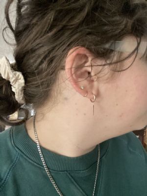 Dangling Spike Huggie Earring Customer Photo