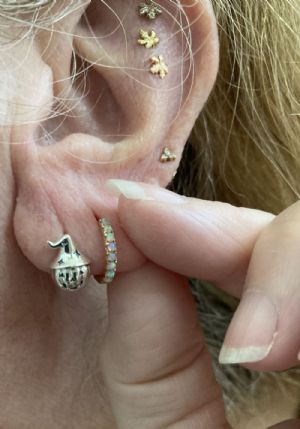 Silver Pumpkin Wizard Stud Earrings Customer Photo