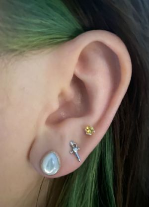 Teardrop Stone Stud Earrings Customer Photo