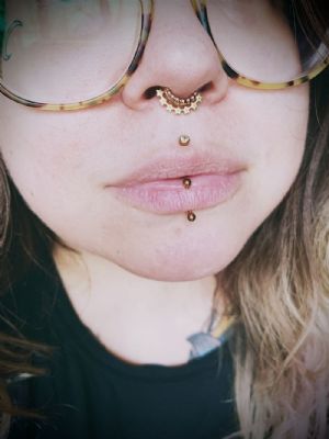CUSTOM ORDER Titanium Threadless Bezel-Set Faceted Gem End Customer Photo
