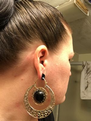 Brass and Black Onyx Solar Hoops Customer Photo