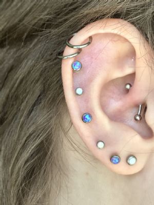 CUSTOM ORDER Titanium Bezel Set Synthetic Opal Disc Threaded Ends Customer Photo