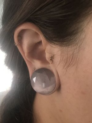 Faceted Stone and Glass Plug Customer Photo