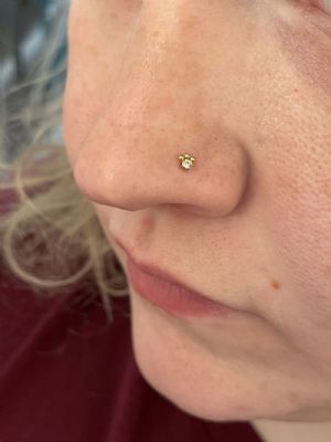 Steel Beaded Gem Straight Nosescrew Customer Photo