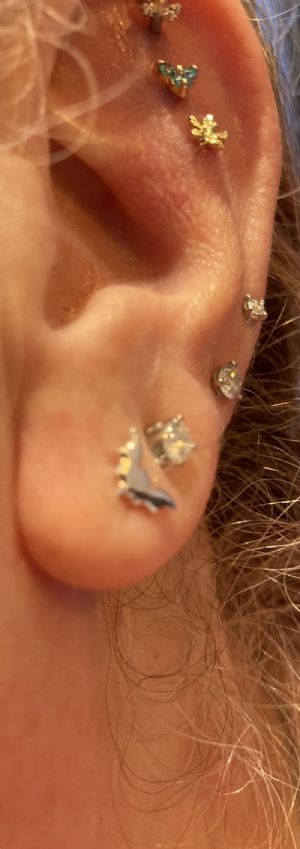 Silver Tiny Bat Stud Earrings Customer Photo