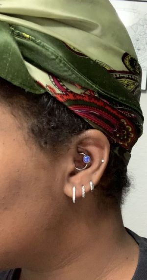 Silver Huggie Earring Customer Photo