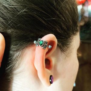 Ornate Synthetic Black Opal Cartilage Cuff Customer Photo