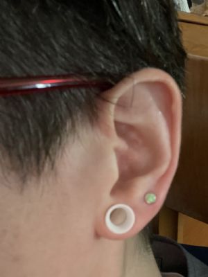 Circle Synthetic Opal Earrings Customer Photo