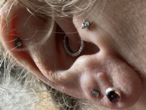 Silver Rough Birthstone Stud Earrings Customer Photo