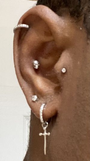 Sword Huggie Earring Customer Photo