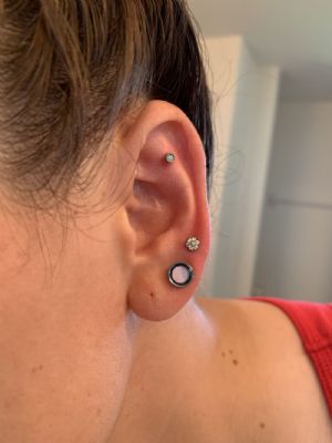 Titanium Bezel Set Flower Threaded End Customer Photo