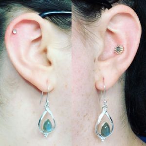 Sterling Silver and Stone Teardrop Dangle Earrings Customer Photo